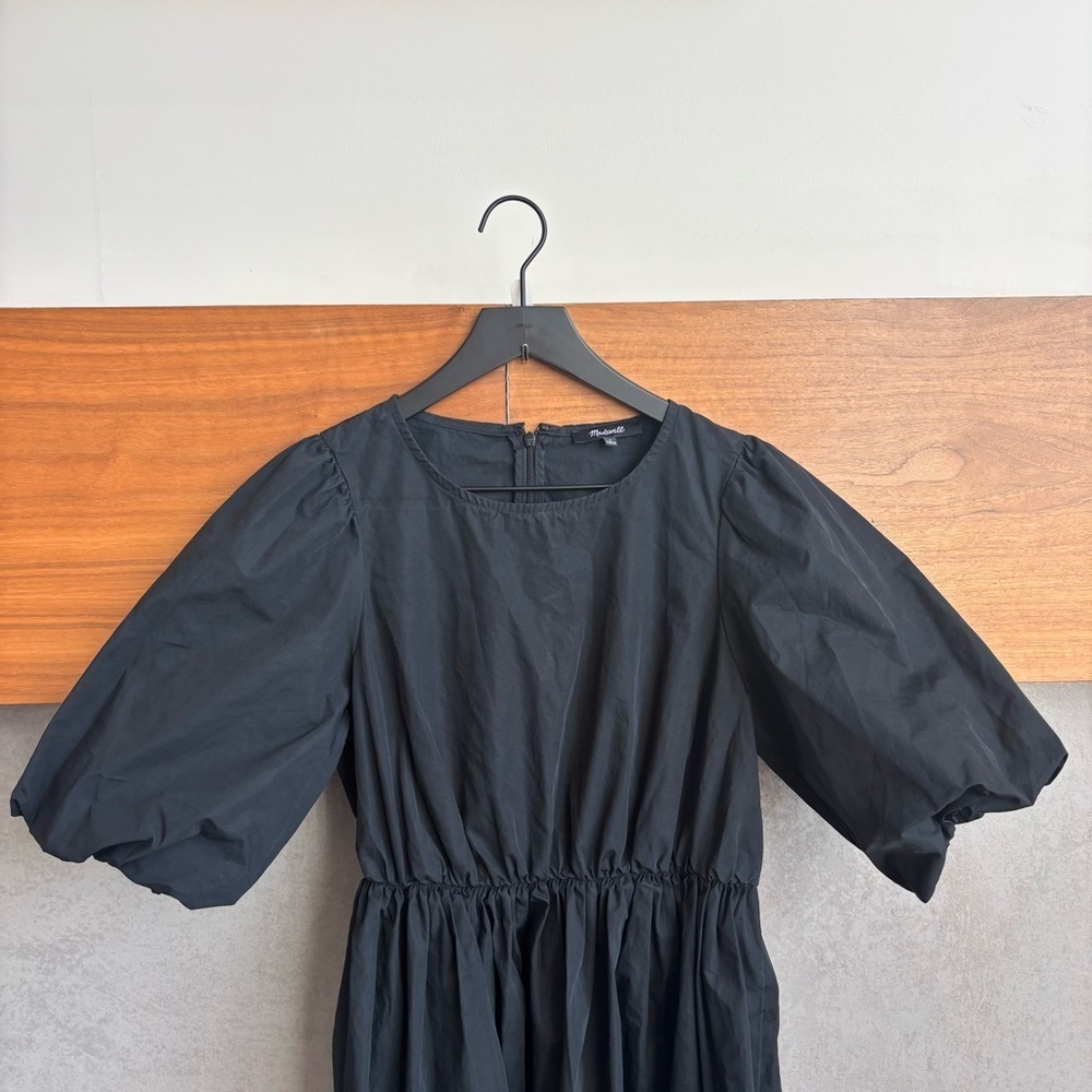 Madewell Poplin Crewneck Bubble-Sleeve Mini Dress, Size 2 - Picture 6 of 14